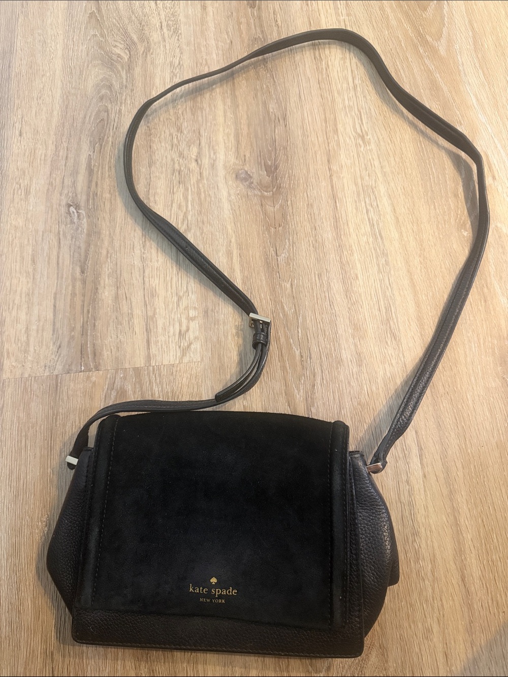 kate spade Black Leather and Suede Crossbody Bag